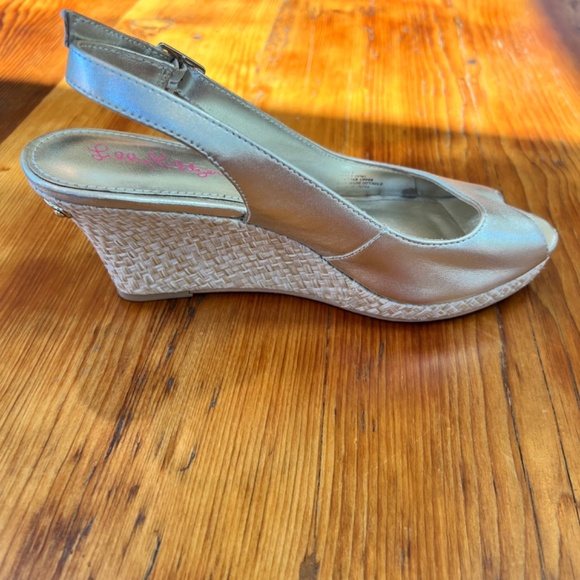 Lilly Pulitzer Gigi Wedge Sandals Women's Gold Metallic Size‎ 8 EUC - Picture 8 of 15